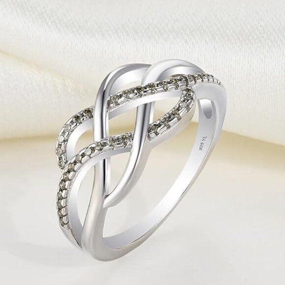 YL Celtic Knot Twisted Knot Ring Birthstone Infinity Rings - Peridot - August - Picture 4 of 6